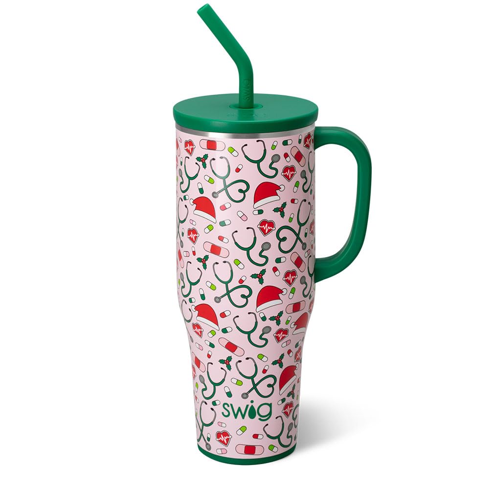 Swig Life 40oz Insulated Mega Mug, Santa's Scrubs