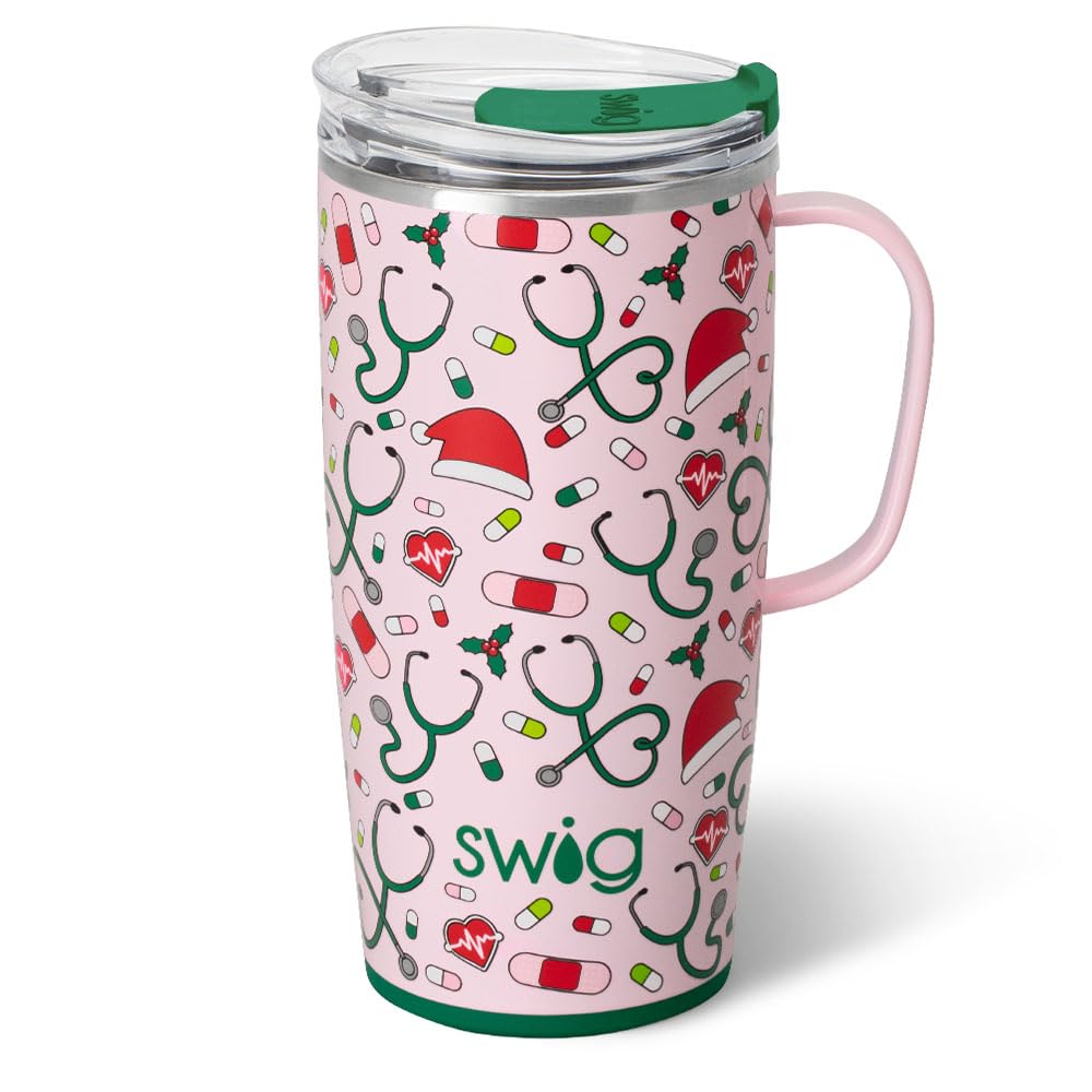 Swig Life 22oz Insulated Travel Mug, Santa's Scrubs